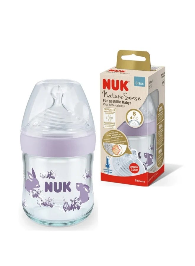 NUK Nature Sense Glass Baby Bottle with Temperature Control - 120ml (Size S) - Image 1